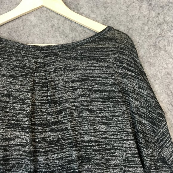 GAP Top L Long Sleeve Scoop Neck Space Dye Pleated Back Casual Hacci Gray Hi Low - Picture 10 of 12